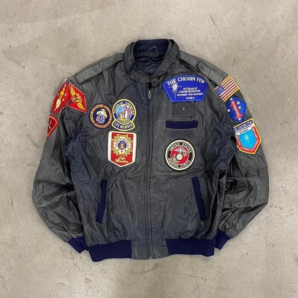 Vintage USMC United States Marine Corps 80s Military Bomber Jacket With Patches